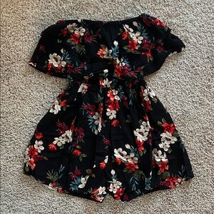 Hollister Black Floral Strapless Romper